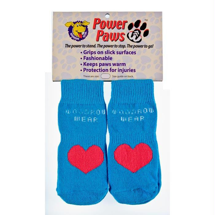 Woodrow Wear Power Paws Advanced Extra Extra Small Blue - Red Heart 1.25" - 1.38" X 1.25" - 1.38"