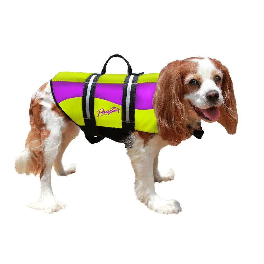 Pawz Pet Products Neoprene Dog Life Jacket Medium Yellow - Purple