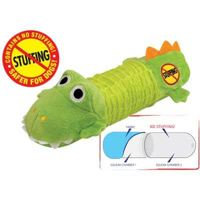 Petstages Stuffing Free Big Squeak Gator Green