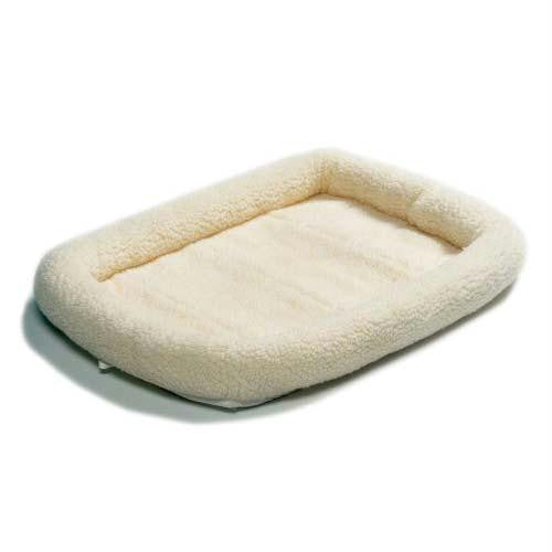 Midwest Quiet Time Fleece Dog Crate Bed White 18" X 12"