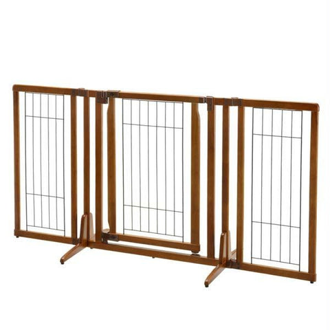 Richell Premium Plus Freestanding Pet Gate With Door Brown 34" - 63" X 26" - 20.5" X 32"