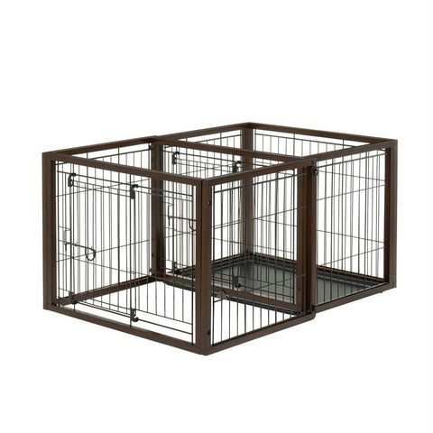 Richell Flip To Play Pet Crate Small Brown 31.9" X 23.4" X 24.4