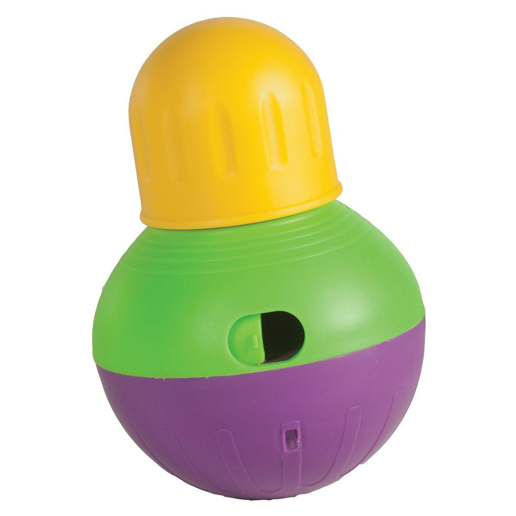 Starmark Dog Treat Dispensing Bob-a-lot Small Yellow-green-purple 6.4" X 4" X 4"