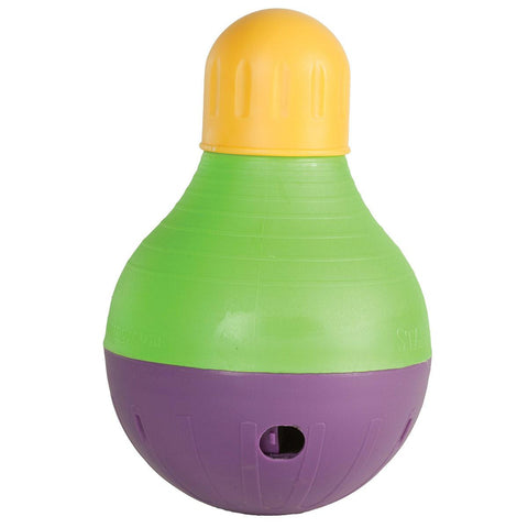 Starmark Dog Treat Dispensing Bob-a-lot Large Yellow-green-purple 8.5" X 6" X 6"