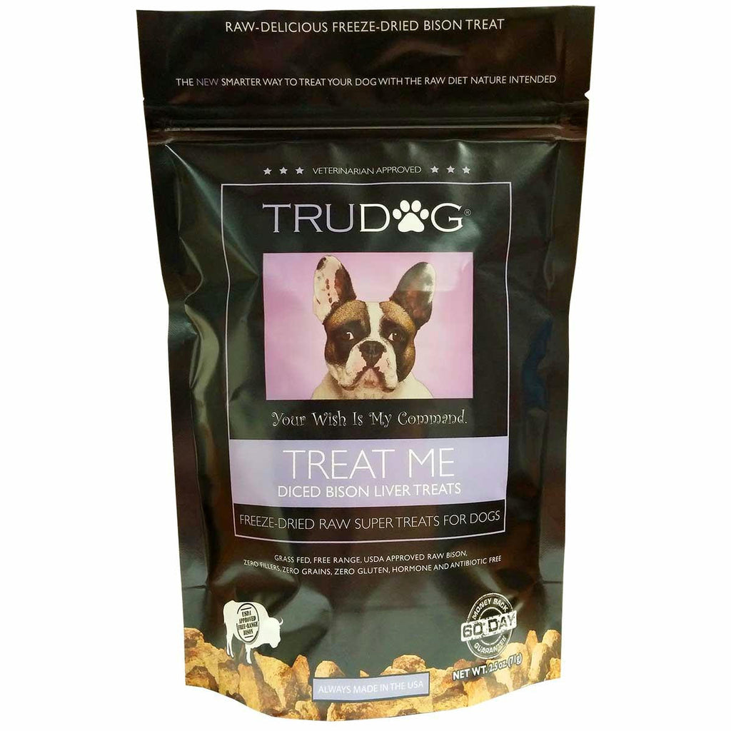 Trudog Treat Me Diced Bison Liver Dog Treats 2.5 Ounces