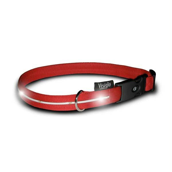 Visiglo Nylon Collar With Led Lights Large Red - White