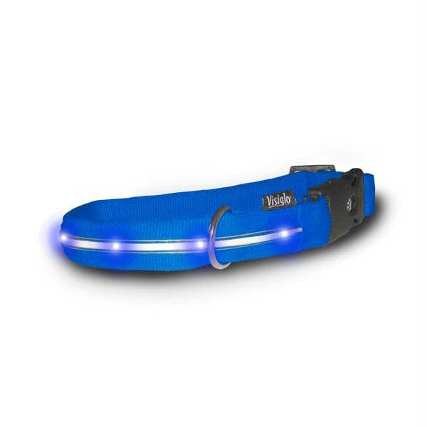 Visiglo Nylon Collar With Led Lights Large Blue - Blue