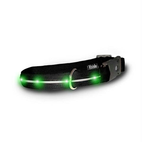 Visiglo Nylon Collar With Led Lights Large Black - Jade Green