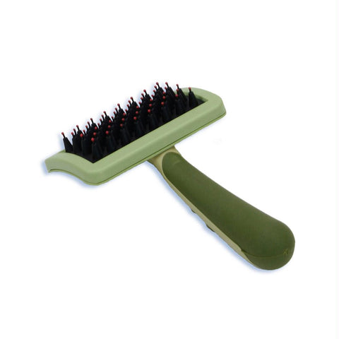 Safari Nylon Coated Tip Dog Brush For Shorthaired Breeds Green 6.75" X 4" X 1"