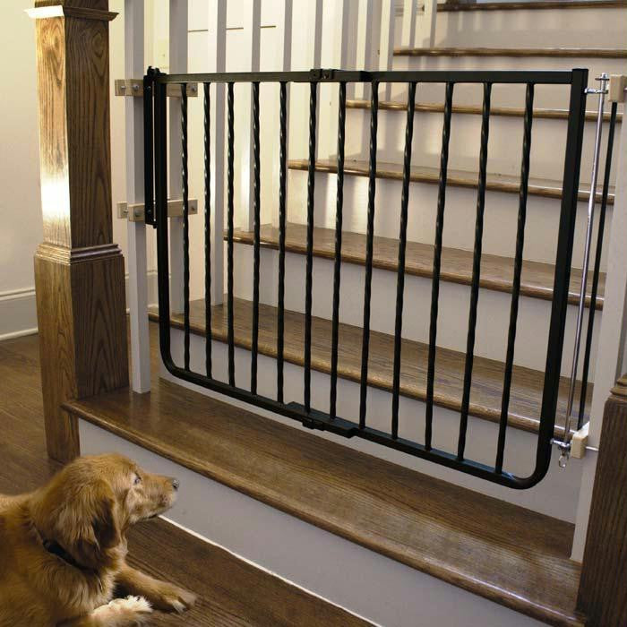 Cardinal Gates Wrought Iron Decor Hardware Mounted Pet Gate Black 27" - 42.5" X 29.5"