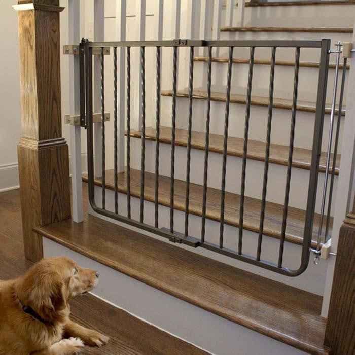 Cardinal Gates Wrought Iron Decor Hardware Mounted Pet Gate Bronze 27" - 42.5" X 29.5"