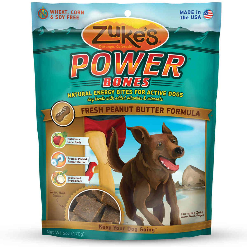 Zuke's Power Bones Natural Endurance Treats For Dogs Peanut Butter 6 Oz.