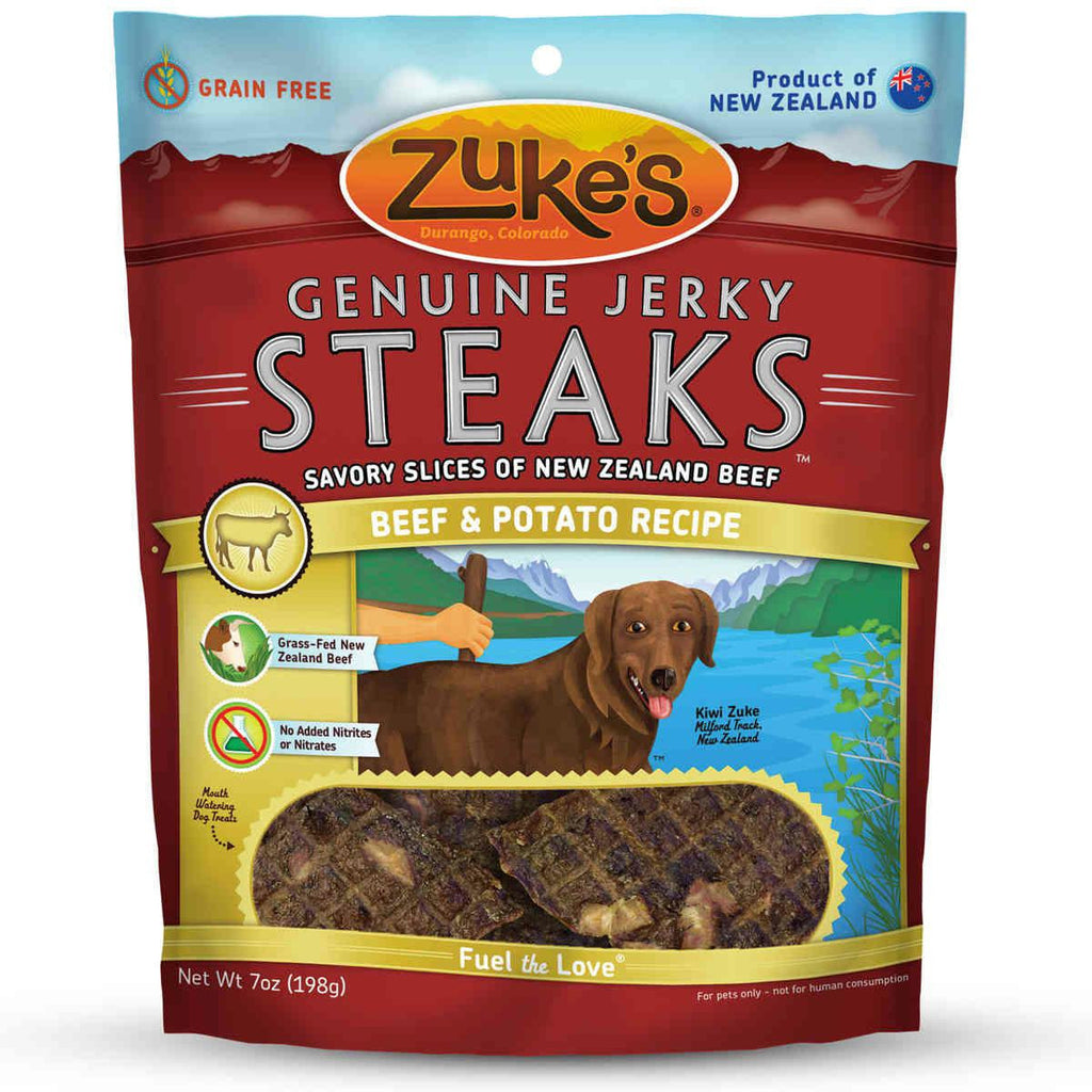 Zuke's Genuine Jerky Steaks Beef And Potato 7 Oz.