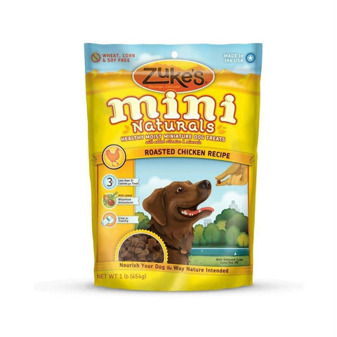 Zuke's Mini Naturals Moist Miniature Treat For Dogs Roasted Chicken 1 Lbs.