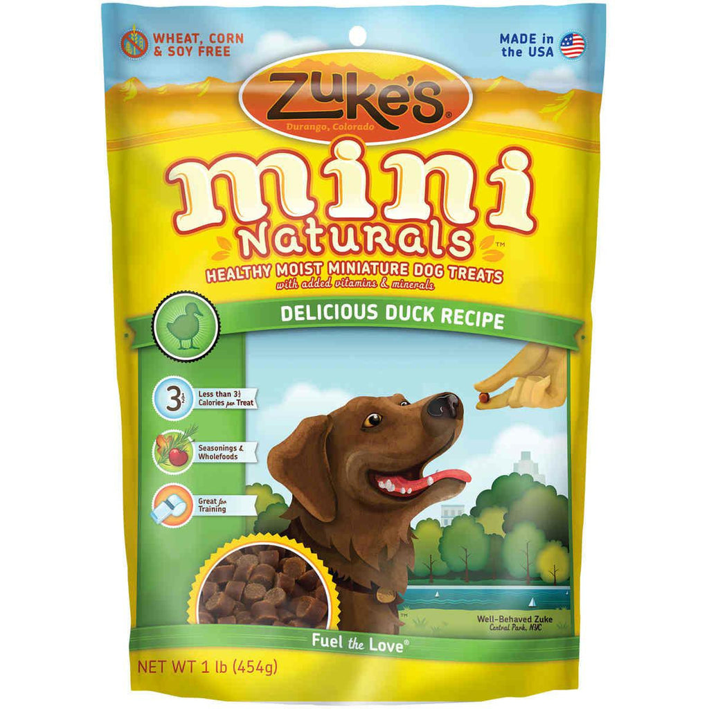 Zuke's Mini Naturals Moist Miniature Treat For Dogs Delicious Duck 1 Lbs.