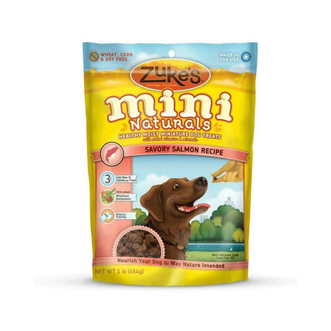 Zuke's Mini Naturals Moist Miniature Treat For Dogs Savory Salmon 1 Lbs.