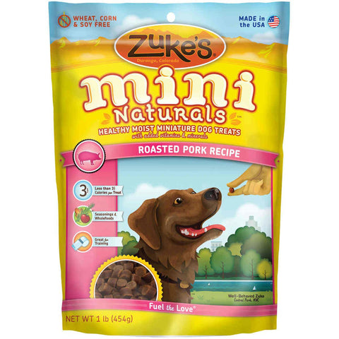 Zuke's Mini Naturals Moist Miniature Treat For Dogs Roasted Pork 1 Lbs.