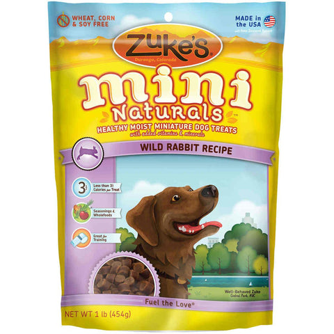 Zuke's Mini Naturals Moist Miniature Treat For Dogs Wild Rabbit 1 Lbs.