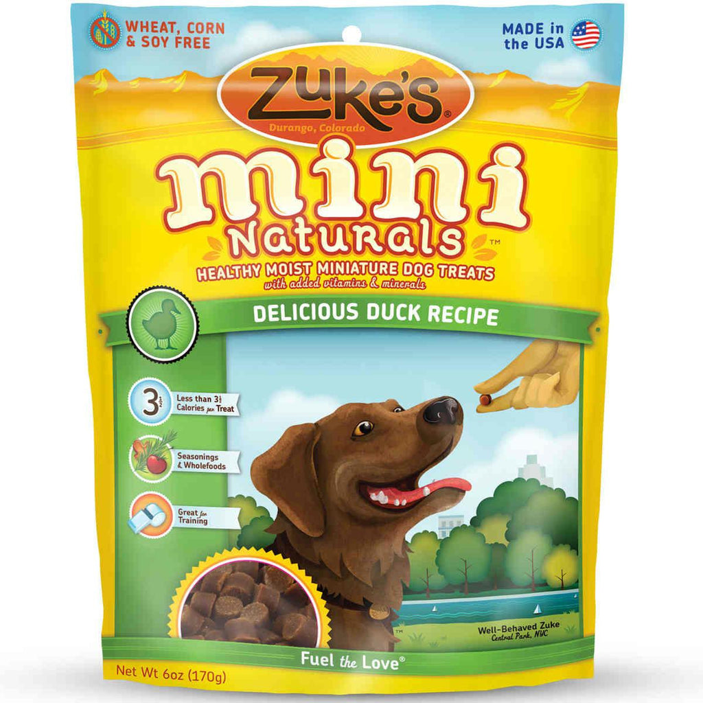 Zuke's Mini Naturals Moist Miniature Treat For Dogs Delicious Duck 6 Oz.