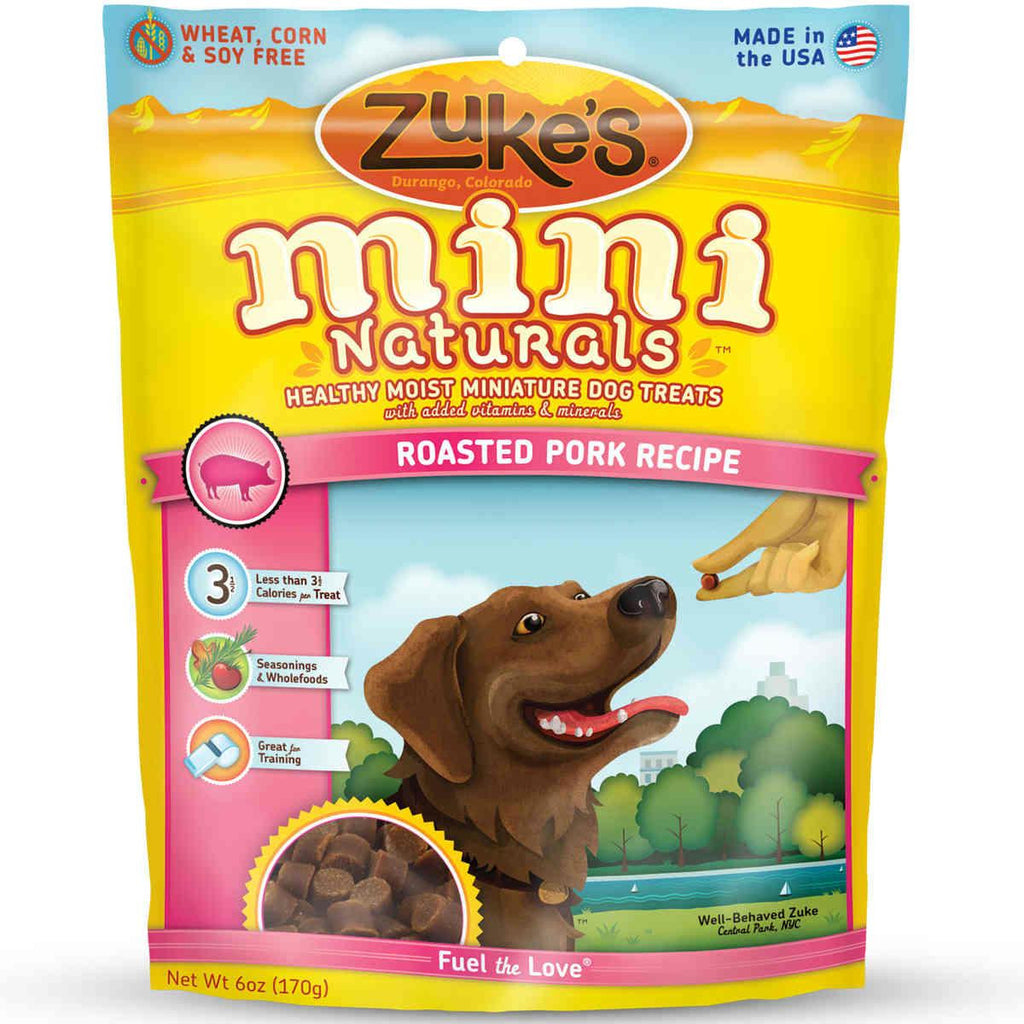 Zuke's Mini Naturals Moist Miniature Treat For Dogs Roasted Pork 6 Oz.