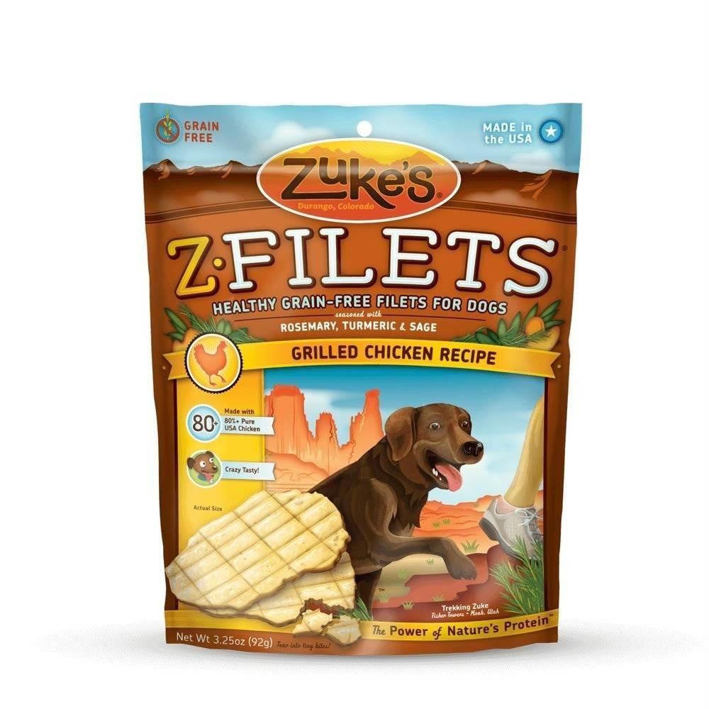 Zuke's Z-filets Select Grain Free Dog Treat Grilled Chicken 3.25 Oz.