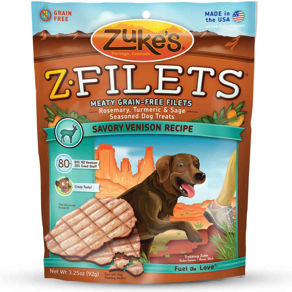 Zuke's Z-filets Select Grain Free Dog Treat Grilled Venison 3.25 Oz.