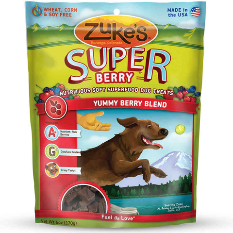 Zuke's Supers All Natural Nutritious Soft Superfood Dog Treats Yummy Berry 6 Oz.