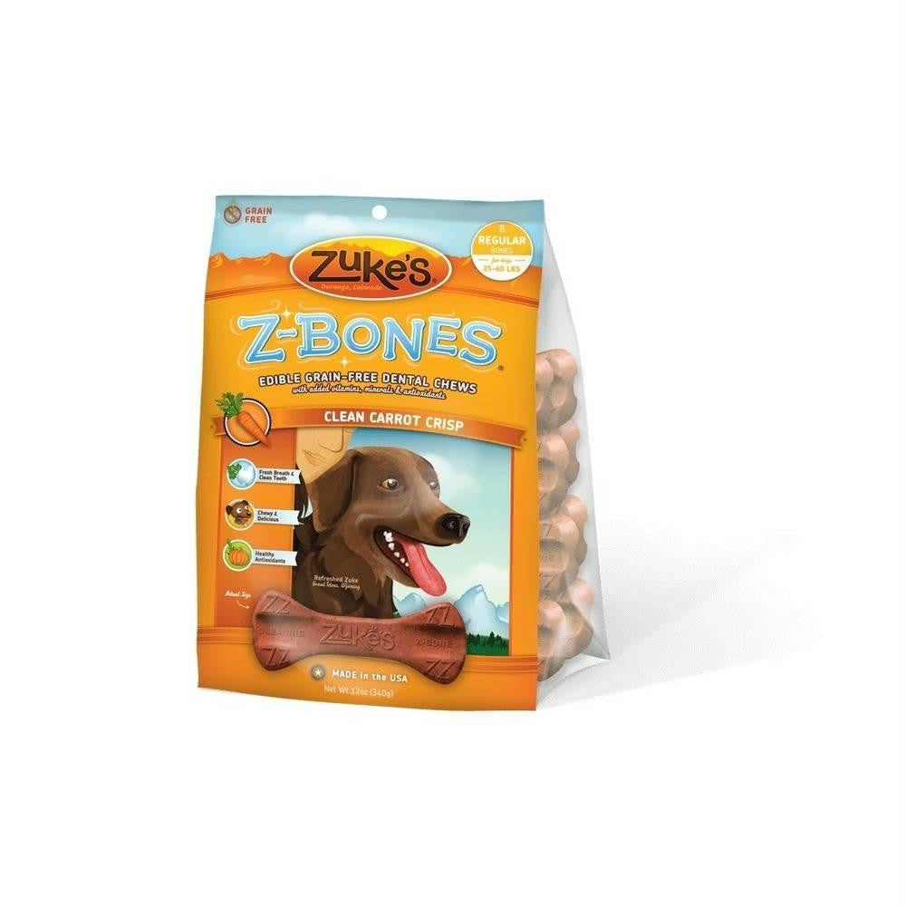 Zuke's Z-bones Grain Free Edible Dental Chews Clean Carrot Crisp 8 Count Medium